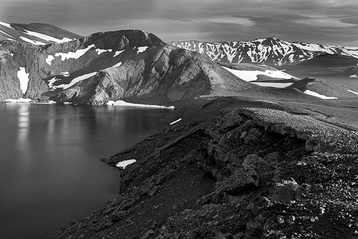 Crater Lake Iceland BW 1148