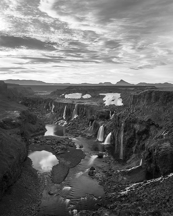 Sigoldufoss Waterfalls Iceland BW 1291